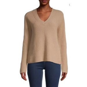 Women's Vince  Shaker Rib Knit V-Neck Cashmere Sweater in Hazel Size XS